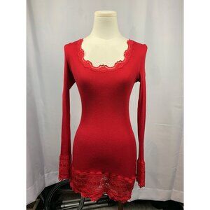 Women’s Rosemunde Red Long Sleeve Lace Top Size M
